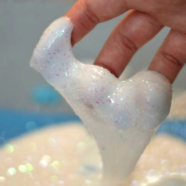 Icy-Cold Snow Slime Recipe Made With Silver Glitter Glue & Liquid Starch - Crafting and Playing With Snow for Kids