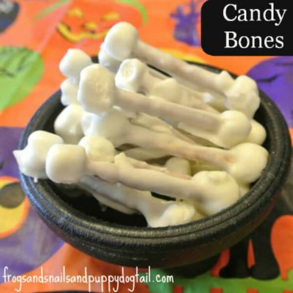 Interesting Candy Bones Snack Recipe For Halloween Parties - Halloween-Themed Art and Craft Projects for Preschoolers