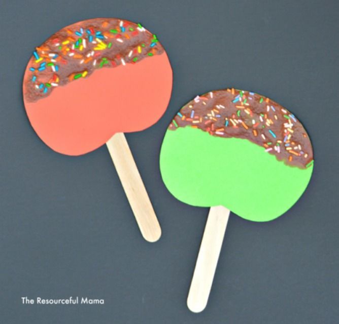 Interesting Puffy Paint Caramel Apple Craft Activity For Kids Using Popsicle Sticks & Sprinkles - Fun Activities with Apples to Get Ready for School 