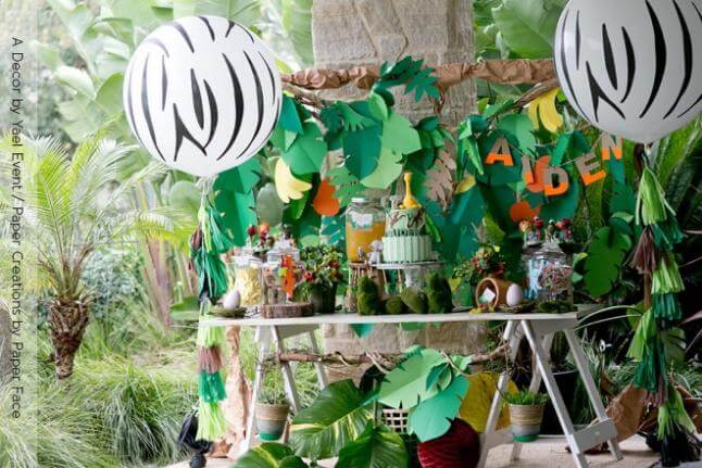 Joyful Greenery Theme Party Decoration Idea On Birthday - Planning a birthday event with a Jungle Safari theme