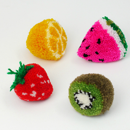 Kiwi, Strawberry, Orange, Watermelon - Realistic Pom Pom Fruits Craft For Kids - DIY Pom Poms for Children's Entertainment 