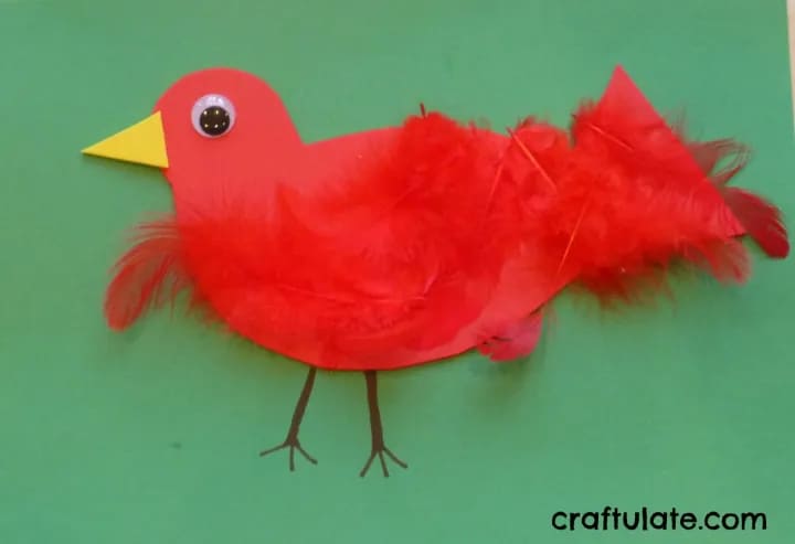 Little Feathered Bird Paper Craft For Kids - Ideas For Kids To Make With Feathers