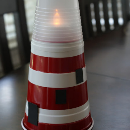 Little Lighthouse Lamp Paper Cup Craft Idea For Home - Arts and Crafts with Disposable Containers for Children