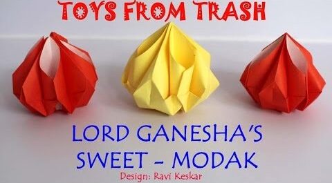 Lord Ganesha's Sweet - Origami Modak Paper Craft - Artistic Endeavors and Fun for Children on Ganesh Chaturthi 