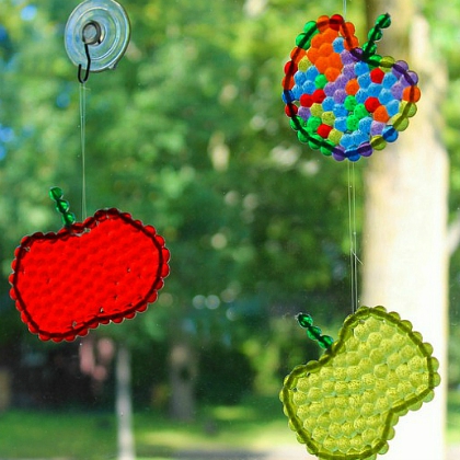 Lovely Fall Apple Suncatchers Hanging Decoration Craft With Colorful Beads For Window - Simple Apple Creations for Harvest Events & the Autumn 
