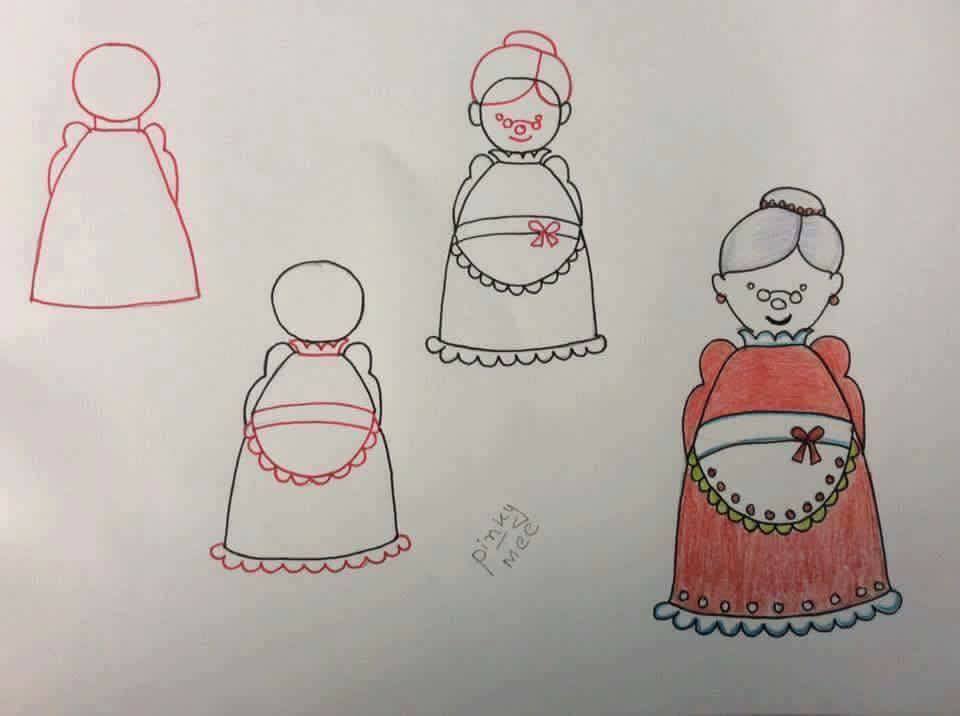 Lovely Grandmother Drawing Idea For Kindergartner Kids - Creative Sketches for Children 