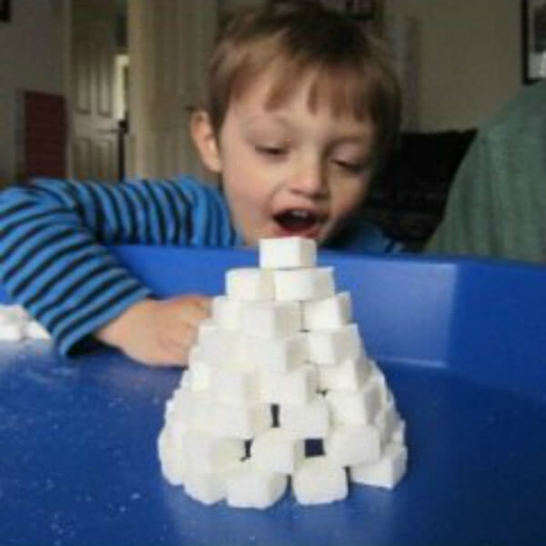 Lovely Igloo-Shaped Building Activity with sugar cubes - Enjoying the Winter Break with Snow Projects