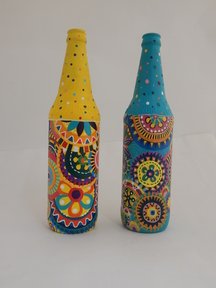 Lovely Mandala Designs Painting Art Idea Using Wine Bottles - Fun Ideas for Painting Bottles