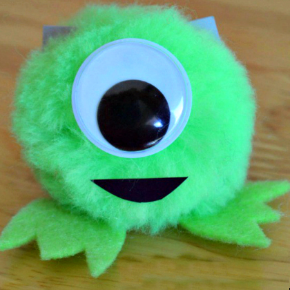 Make Your Own Monster Pom Pom Craft For Kids Using Big Googly Eyes - Children Working on Pom Pom Arts
