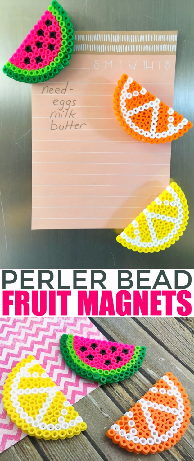 Melted Perler Beads Magnet Craft Tutorial In Fruit Shaped - Enjoyable Home-Made Ideas and Fun to Do With the Youngsters