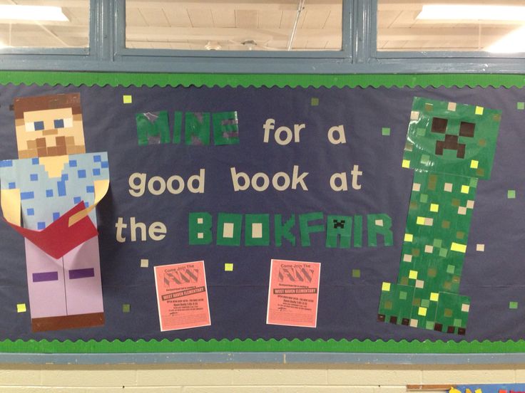 Minecraft Themed Bulletin Board Decoration Idea For Library - Using Bulletin Boards in Libraries