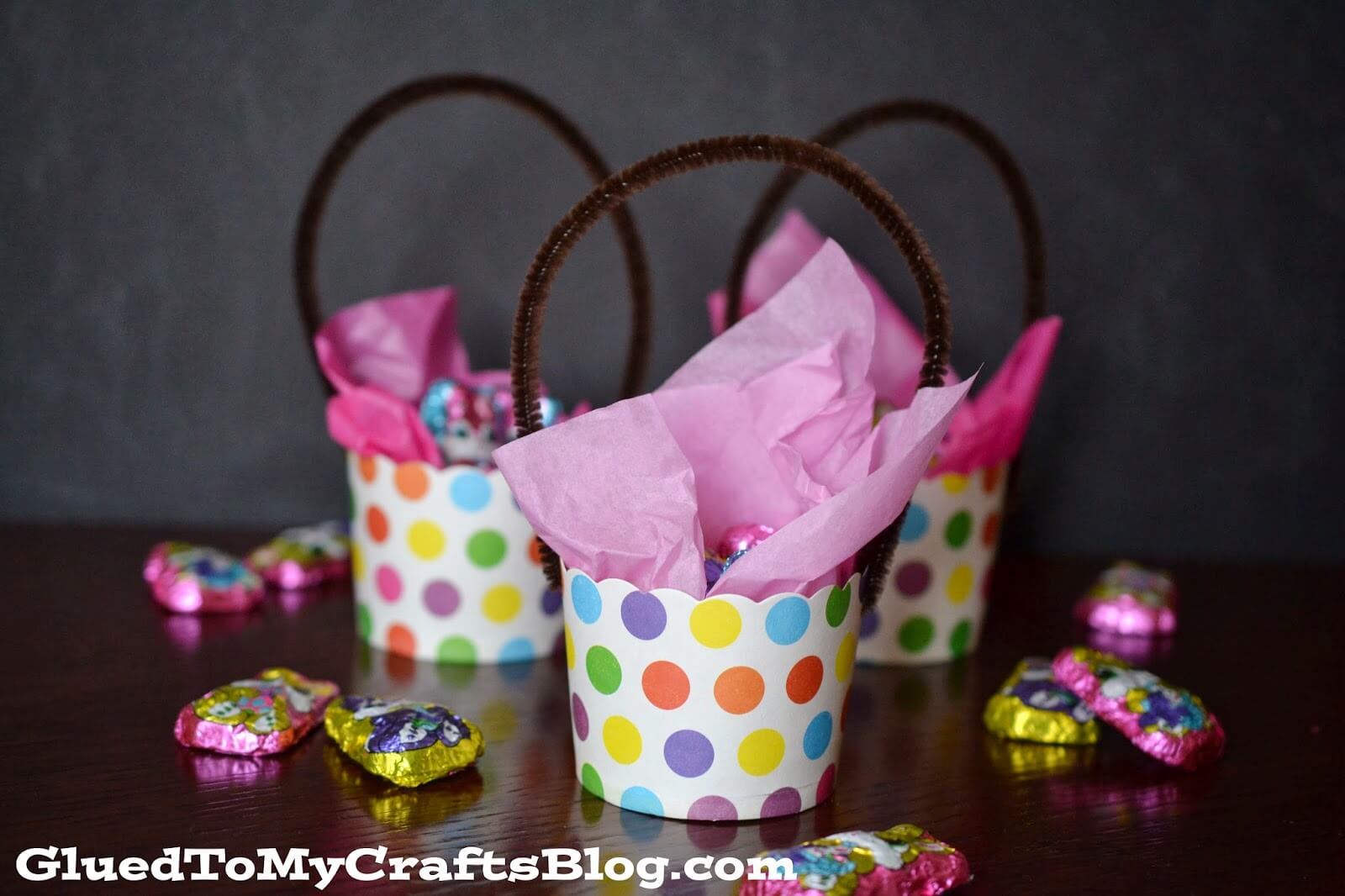 Mini Easter Basket Miniature Gift Crafts Using Recycled Paper Cup, Tissue Paper, Candies & Pipe Cleaners - Compact Crafting with Paper Cups