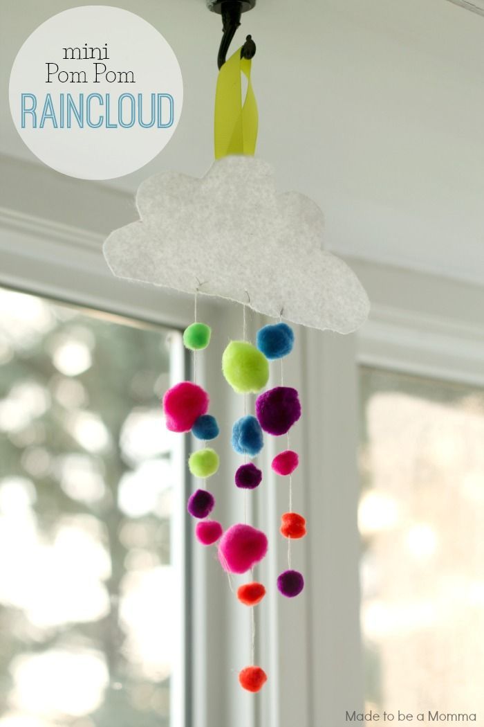 Mini Pom Pom Raincloud Hanging Craft For Home Decoration - Cute Pom Pom designs for tots 