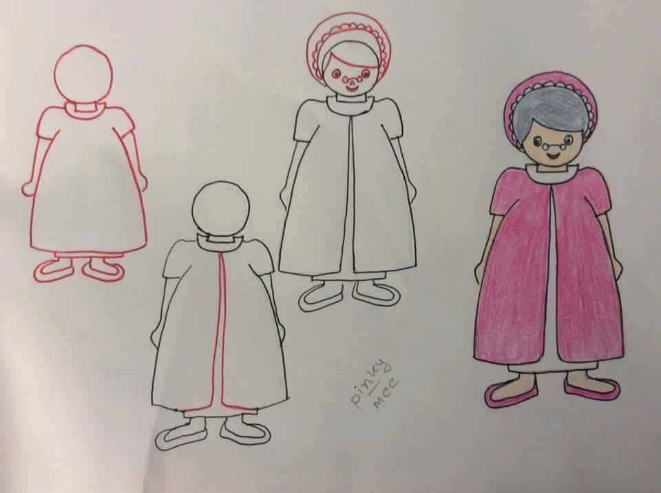Oldy Granny Drawing Idea With Step-By-Step Tutorial - Stimulating Designs for Youngsters