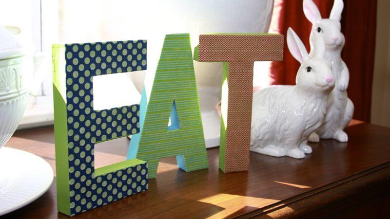 Paper Mache "EAT" Letter Decoration Craft With Washi Tape - Artistic Letter Ideas with Washi Tape for Young Ones