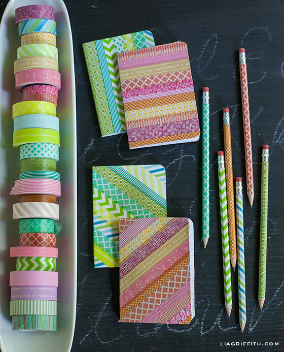 Pencils & Notebooks Washi Tape Decoration Craft For Kindergartners- Creative Projects with Washi Tape