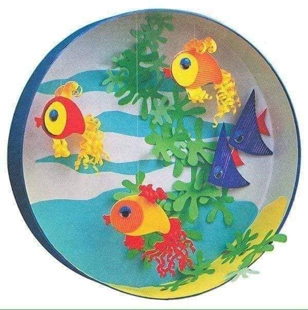 Pretty Aquarium Craft Activity Using Empty Box, Colorful Papers - Easy Handicrafts for Kids to Create at Home