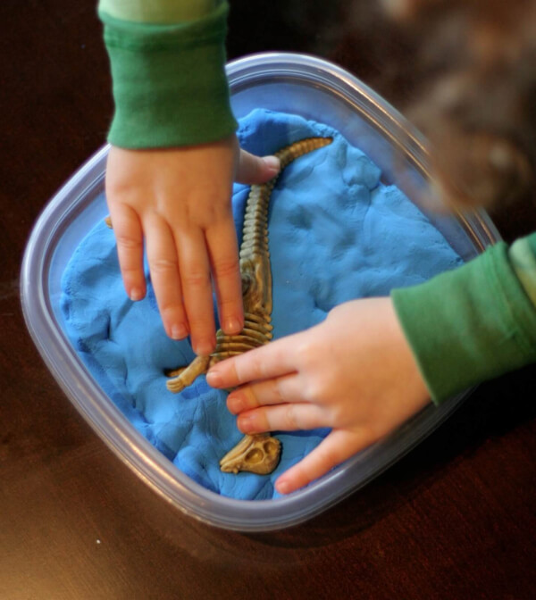 Pretty Dinosaur Fossil Craft Activity With Playdough - Delightful Ancient Amusements for Kids