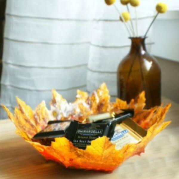 Pretty Fall Leaf Bowl Decoration Craft For Your Dining Table - Fun Leaf Activities For 5-7-Year-Olds 