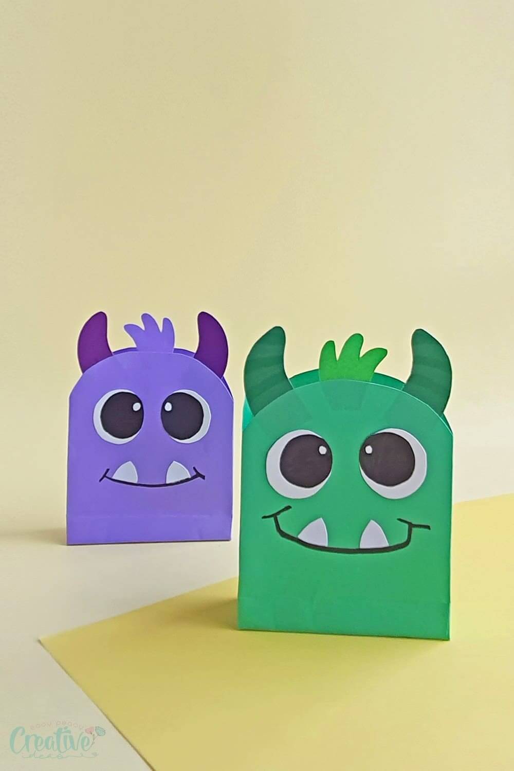 Pretty Halloween Monster Paper Bag Craft For Kids - Ideas for Making Art with Halloween Paper Bags