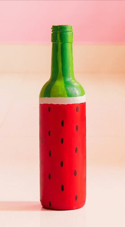 Pretty Watermelon Painting Art Project On Plastic Bottle - Simple Techniques for Painting Bottles