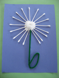 Q- Tip Dandelion Flower Craft Made With Ear Buds, Cotton Ball & Pipe Cleaners - Fun with Cotton Balls - Arts and Crafts