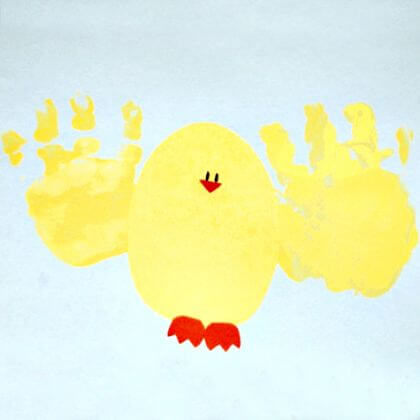 Quick & Simple Chick Craft Activity With Handprints - Pleasurable activities and handiwork for toddlers 