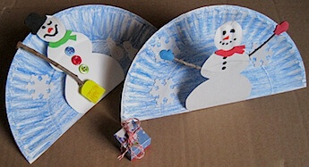 Quick Pop-Up Snowman Decoration Craft For Winter Using Paper Plate - Create a Snowman Quickly with a Paper Plate - Winter Projects for Kids