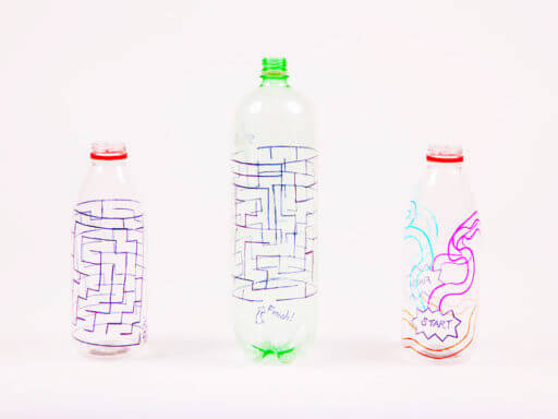 Recycled Magnetic Maze Pattern Activity On Plastic Bottles - Fabricating Magnet Playthings for Kids in the Residence 
