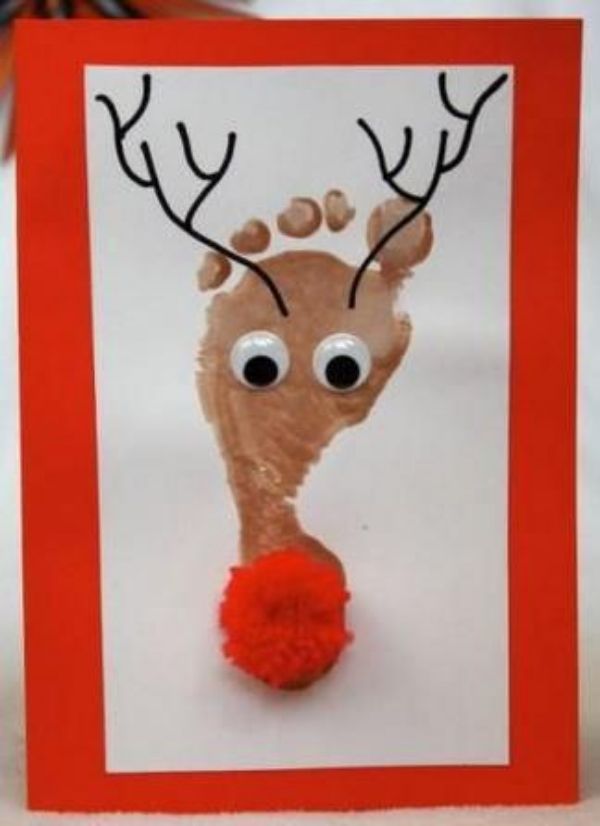 Reindeer Footprint Christmas Card For Kids - Enjoyable Reindeer Arts & Crafts for Kids - Ideal for Pre-Schoolers