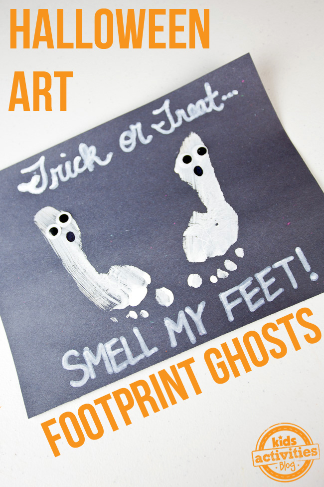 Scary Footprint Ghost Art Idea For Babies - Making Art and Crafts with Preschoolers for Halloween
