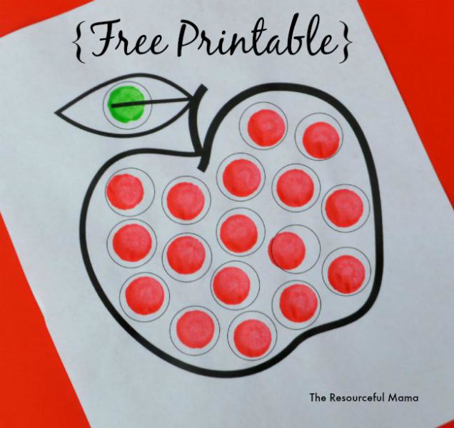 Simple Apple Dot Painting Art Idea With Free Printable Template - Apple-Themed Tasks and Crafts for Going Back to School