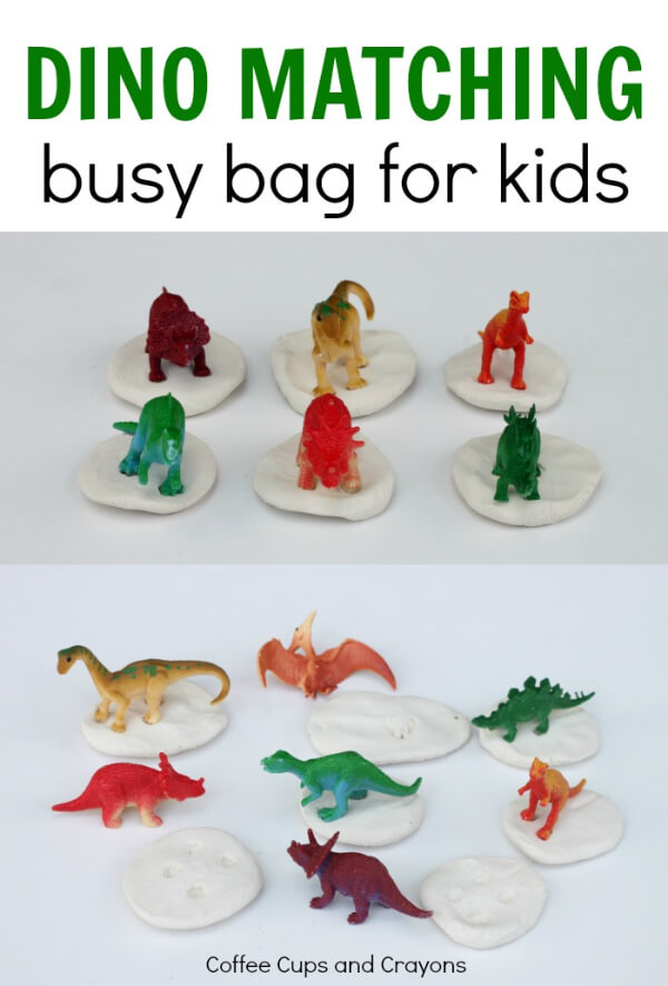 Simple Dinosaur Matching Busy Bag Activity With Air Dry Clay, & Plastic Dinosaur Toy - Appealing Ancient Adventures for Children