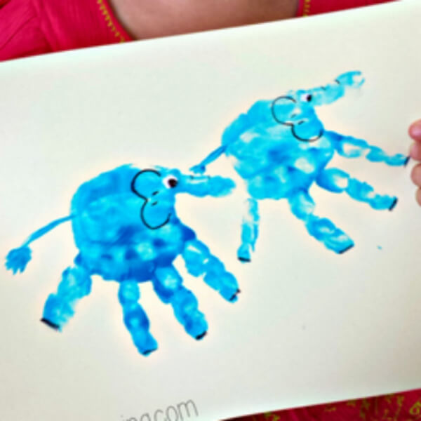 Simple Handprint Elephants Art Idea For Toddlers - Creative fun with handprints for the little ones
