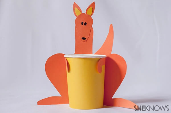Simple Kangaroo Paper Cup Animal Craft For Kids Using Orange, Yellow Cardstock & Black Marker - Elementary Paper Cup Animal Handicrafts