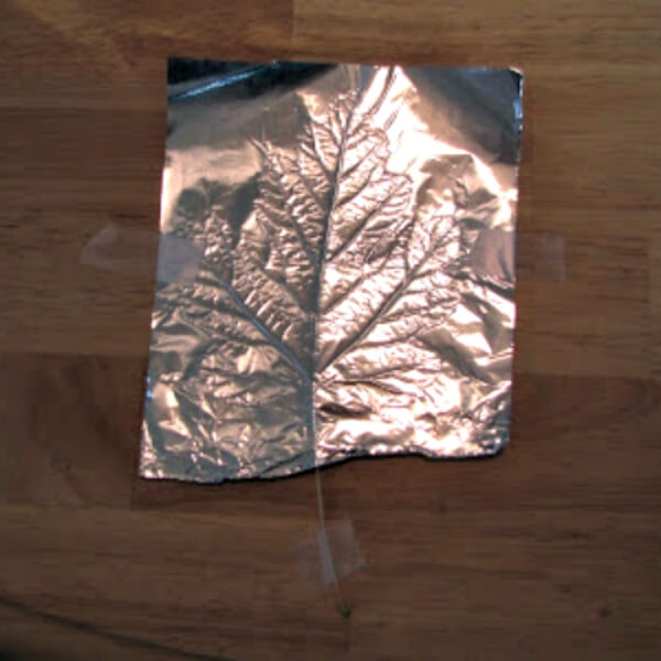 Simple Leaf Pattern Art Activity Into Tin Foil Paper With Their Finger - Making Leaves Fun For Five To Seven-Year-Olds