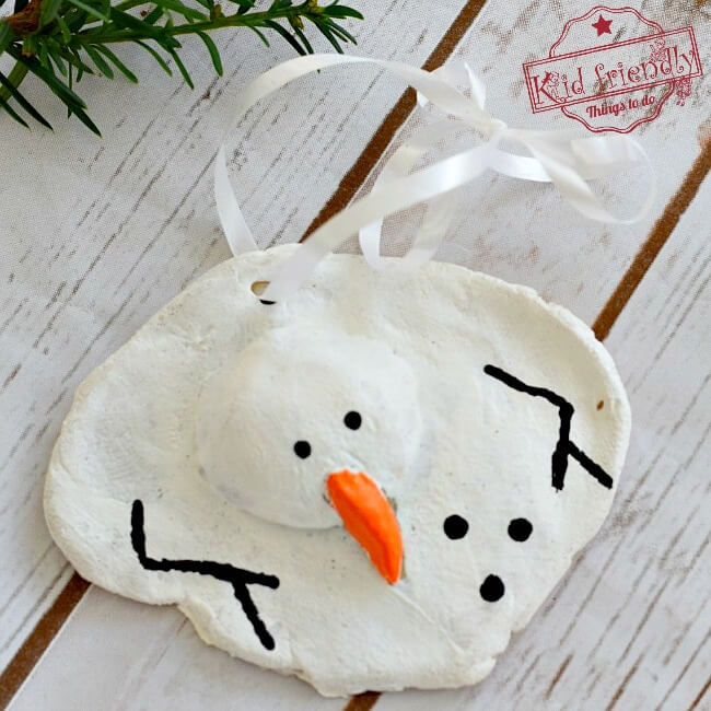 Simple Melted Snowman Ornament Recipe Idea For Christmas - Fashioning Christmas trinkets using Salt Dough