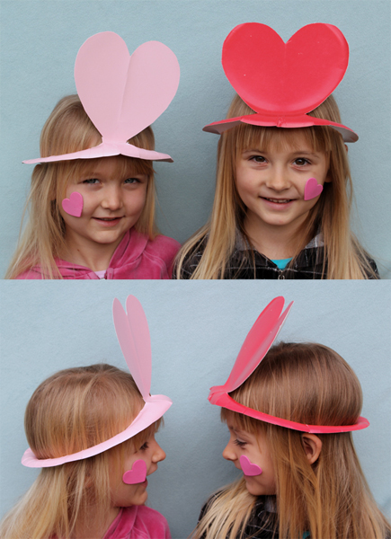 Simple Paper Plate Hats Craft In Heart Shaped - Constructing party hats using paper plates.