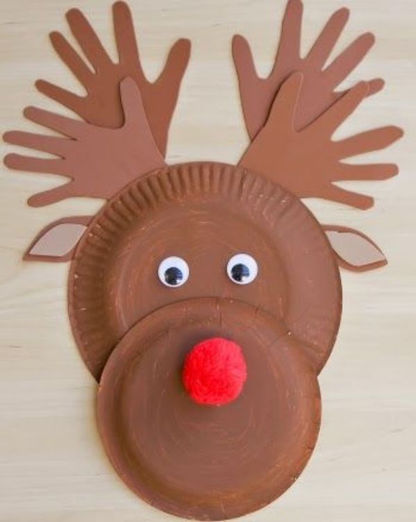 Simple Paper Plate Reindeer Craft Using Pom Pom & Googly Eyes - Creating Reindeer-Themed Artwork with Children - Perfect for Pre-Schoolers