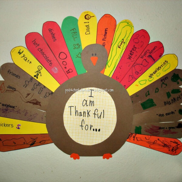Simple Turkey Feather Craft Using Cardstock Paper & Popsicle Sticks - Engaging Activities for Little Ones to Show Appreciation 