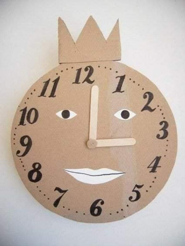 Smiling Clock Craft With Cardboard & Popsicle Stick - Fabricating a Simple Clock Craft To Teach Kids Time-Telling