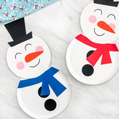 Snowman Paper Plate Craft Template With Free Printables - Crafting a Snowman with Just a Paper Plate - Winter DIYs for Kids