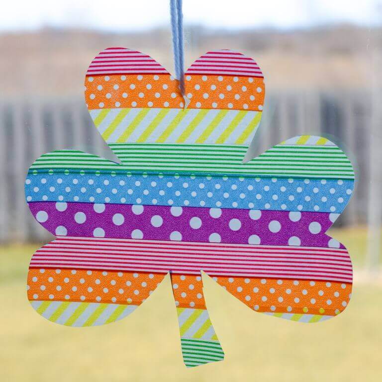 St Patricks Day Suncatcher Craft Idea For Kids Using Washi Tapes - Artistic Possibilities with Washi Paper Tape