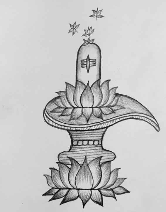 Step By Step Shivling Pencil Drawing Art Tutorial For Kids - Shivratri art and craft concepts 