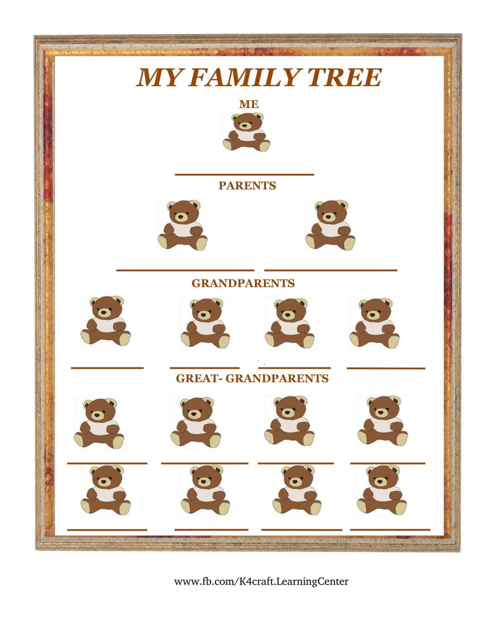 TeddyBear Family Tree Template - Children can make their own family tree with these designs 