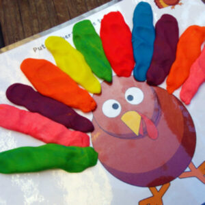 Thanksgiving Themed Colorful Playdough Mat Activity On Turkey Printable