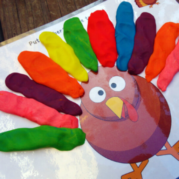 Thanksgiving Themed Colorful Playdough Mat Activity On Turkey Printable - Artistic Pursuits for Youngsters During Thanksgiving