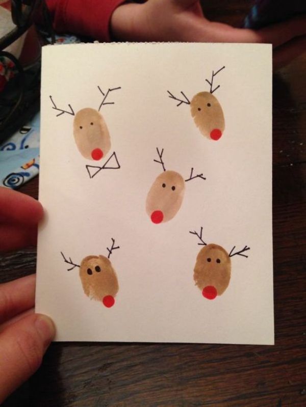 Thumb Stamp Reindeer Art Idea For Preschoolers - Fun Reindeer Crafts to Do with Kids - Perfect for Pre-K