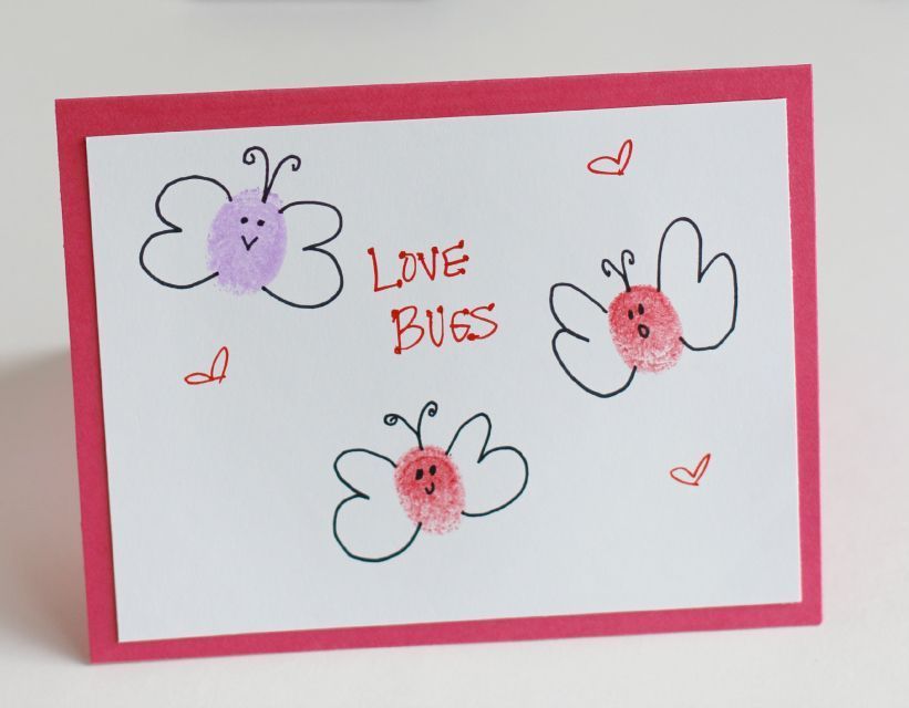 Thumbprint Love Bugs Card Idea For Kids - Fantastic and Amusing Fingerprint Art for Kids