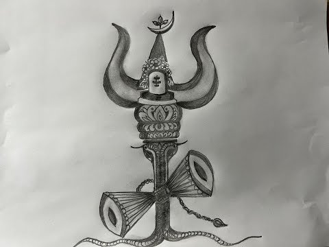 Trishul & Damru Sketching Art Idea For Maha Shivatri Occasion - Shivratri Creative Concepts